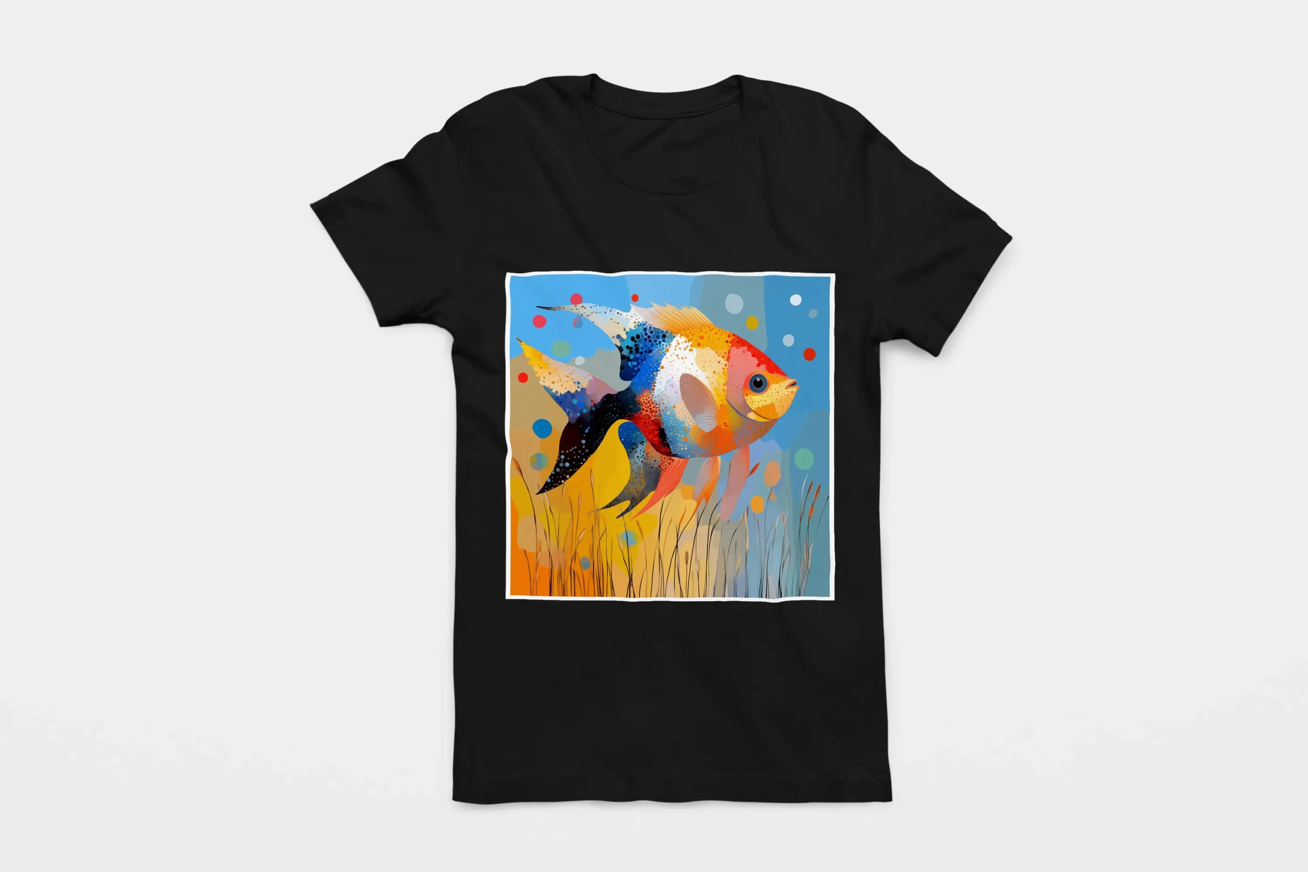 002-ANGELFISH-POISSON-ANGE-BLACK-FLAT T-shirt ANGELFISH POISSON ANGE (#002) – Image 1