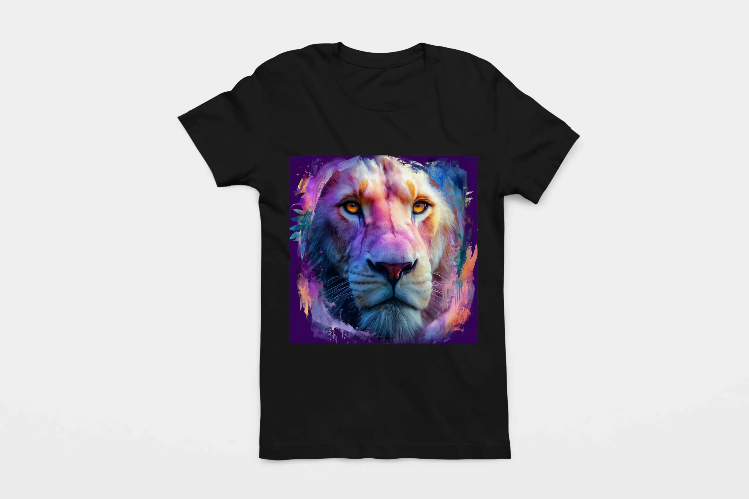 002-LION-BLACK-FLAT T-shirt LION (#002) – Image 1