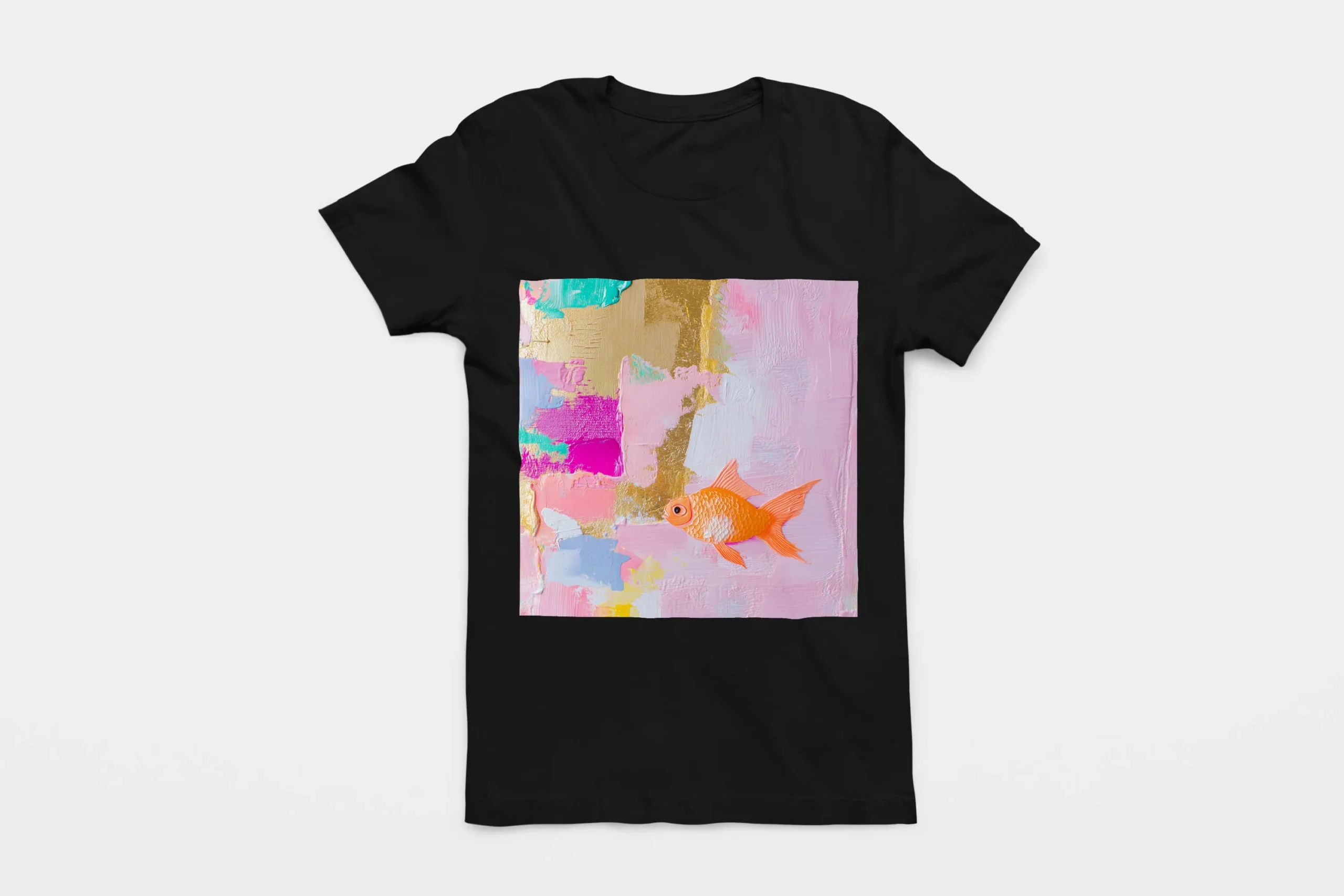 003-GOLDFISH-BLACK-FLAT T-shirt GOLDFISH (#003) – Image 1
