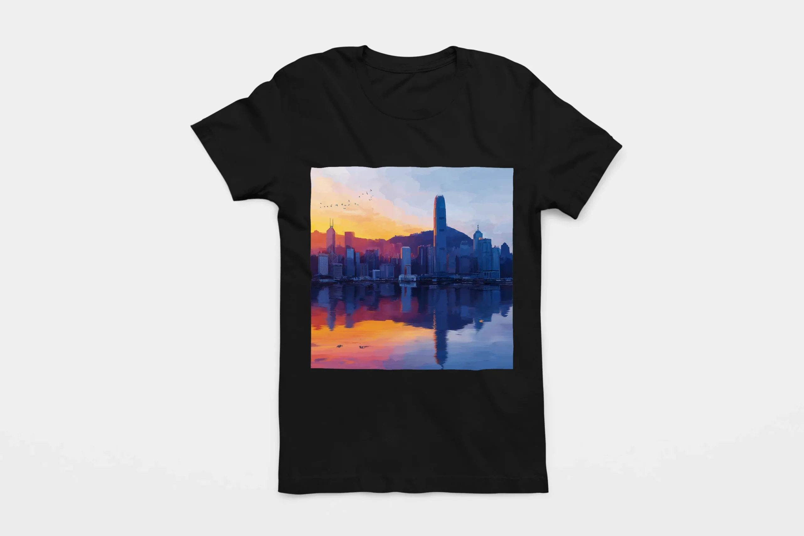 004-HONG-KONG-BLACK-FLAT T-shirt HONG KONG (#004) – Image 1