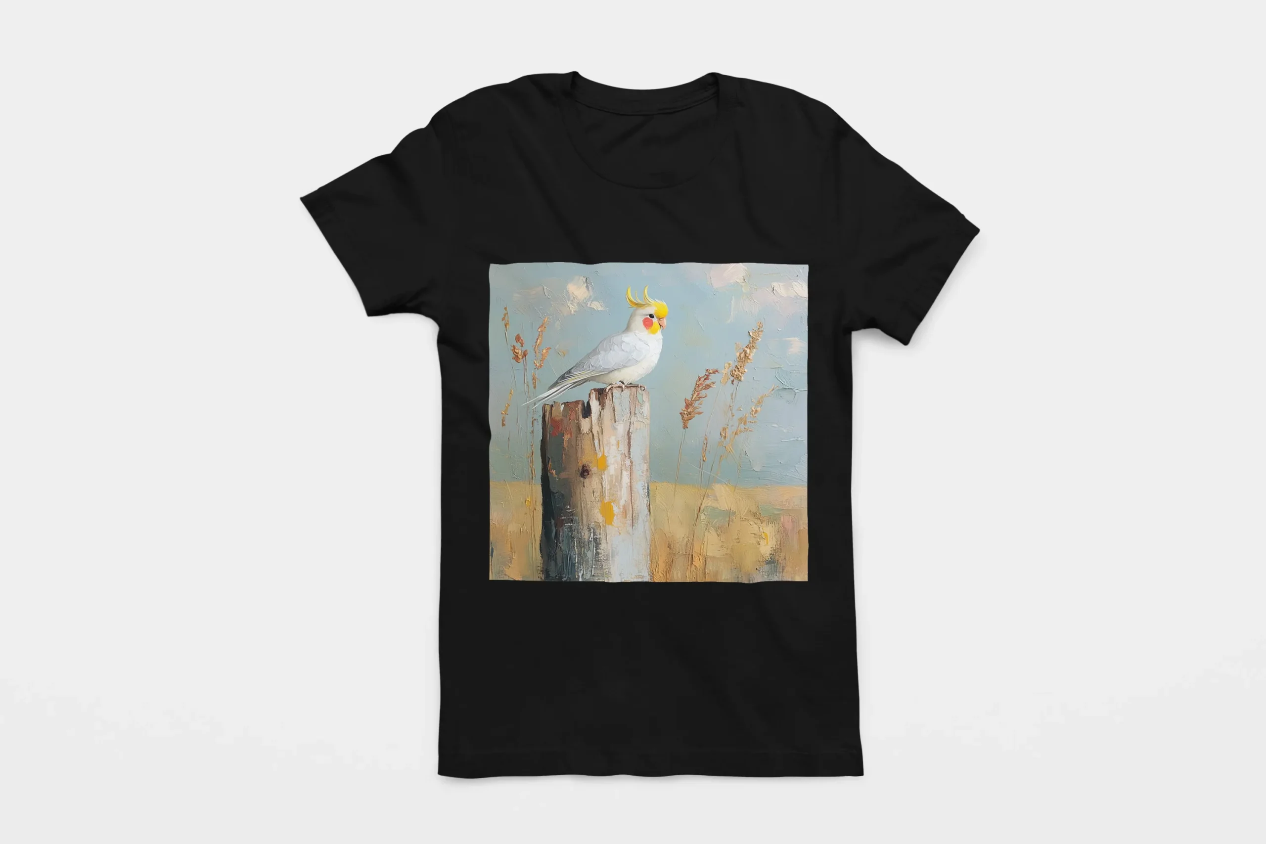 005-COCKATIEL-BLACK-FLAT T-shirt COCKATIEL (#005) – Image 1