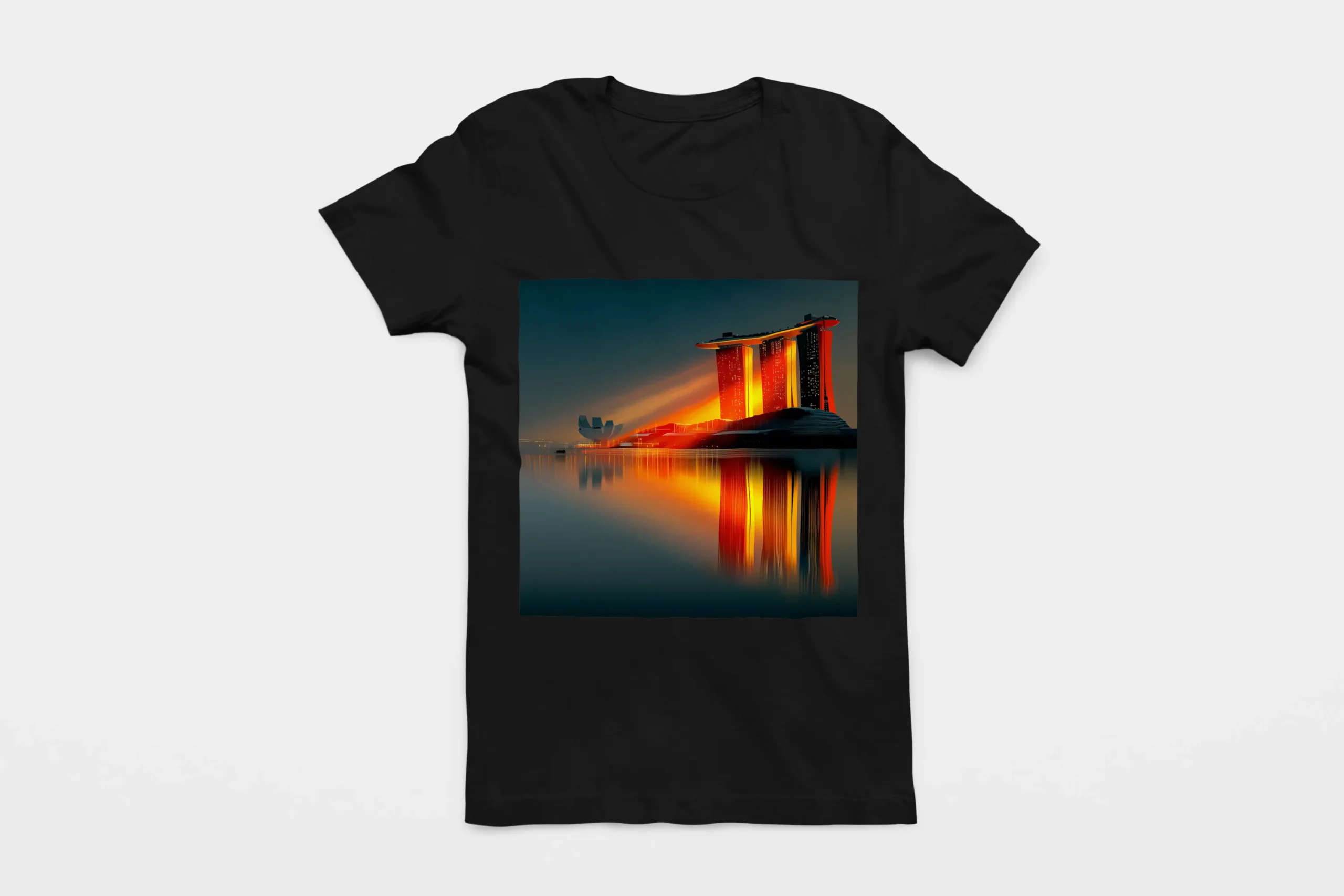005-SINGAPOUR-BLACK-FLAT T-shirt SINGAPOUR (#005) – Image 1