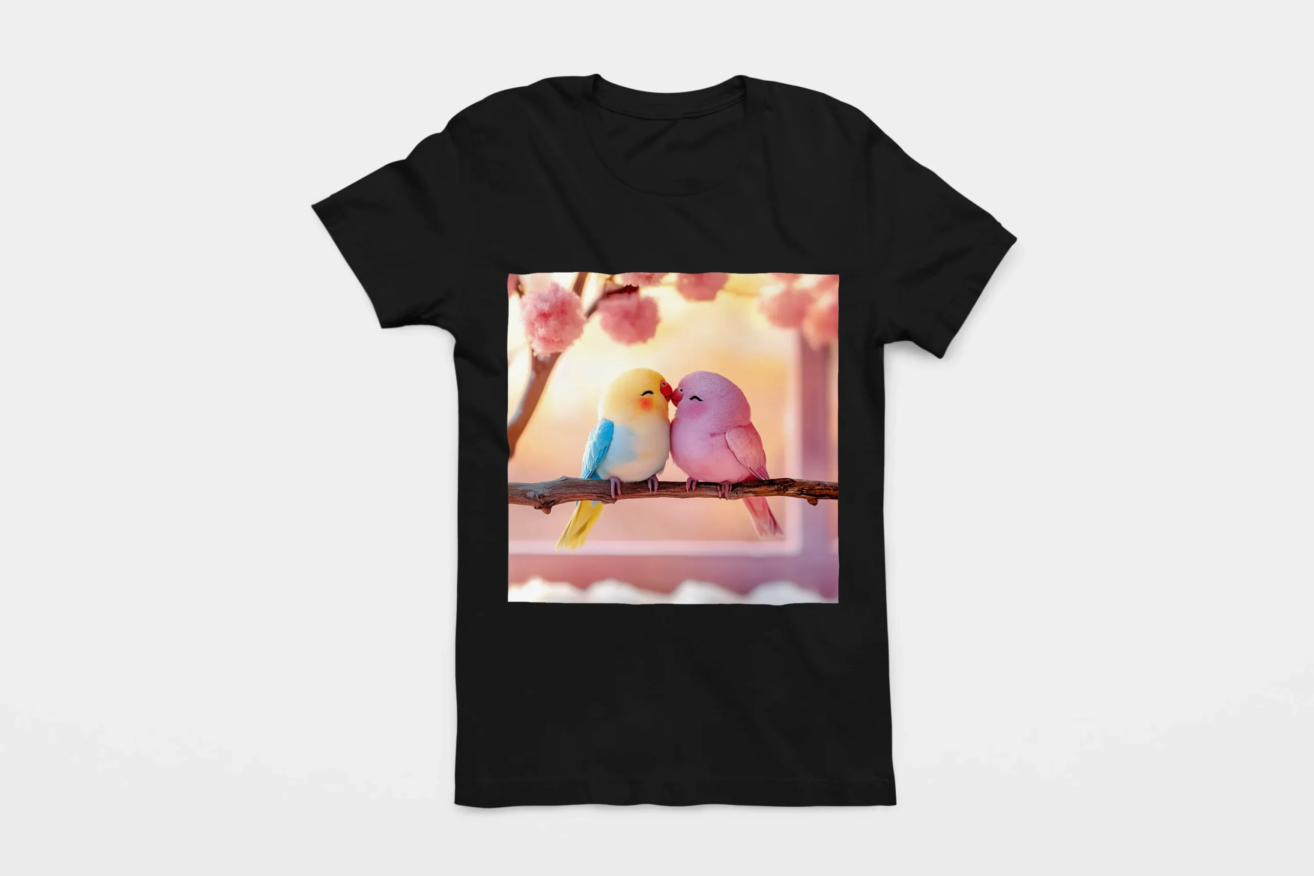 006-LOVEBIRD-BLACK-FLAT T-shirt LOVEBIRD (#006) – Image 1