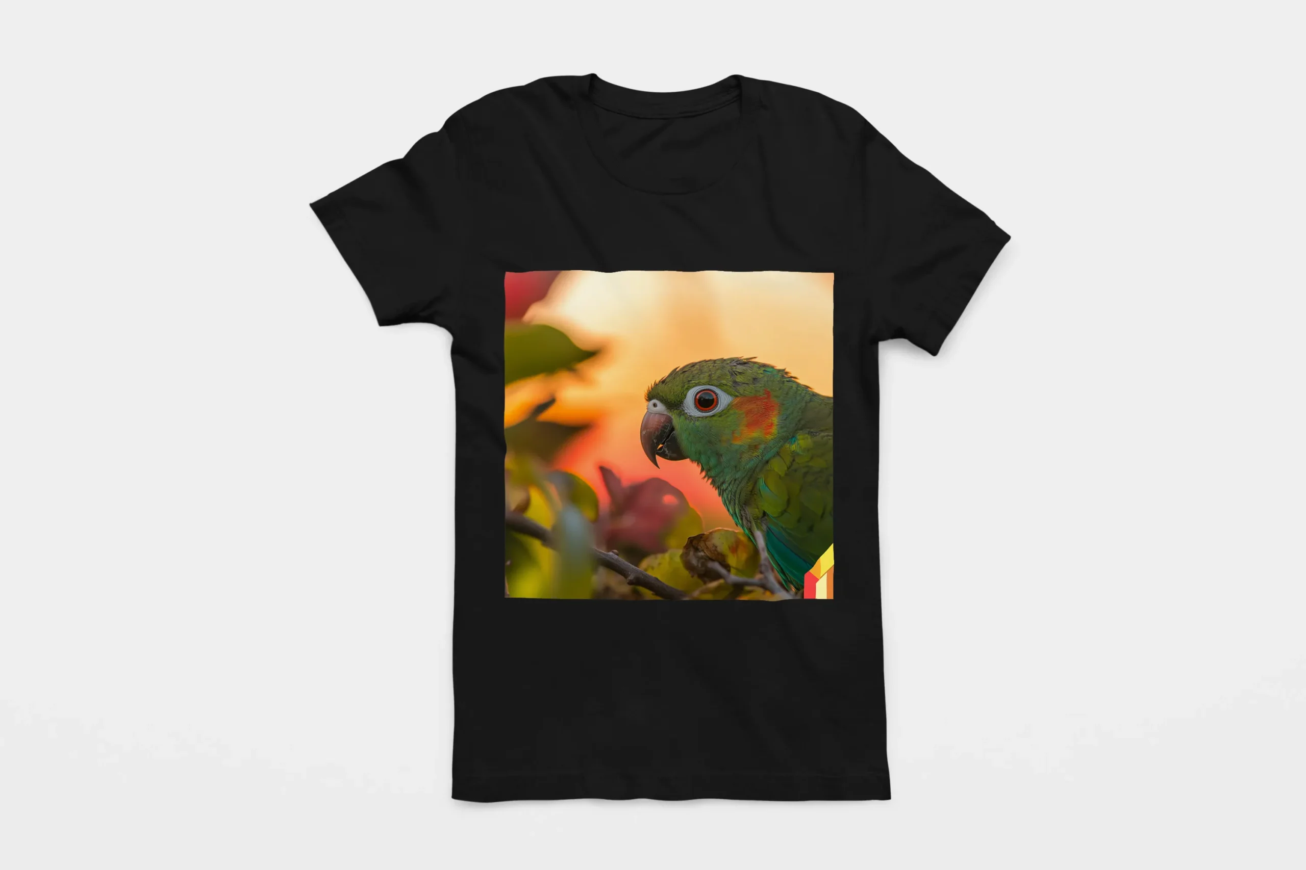 006-PARAKEET-BLACK-FLAT T-shirt PARAKEET (#006) – Image 1