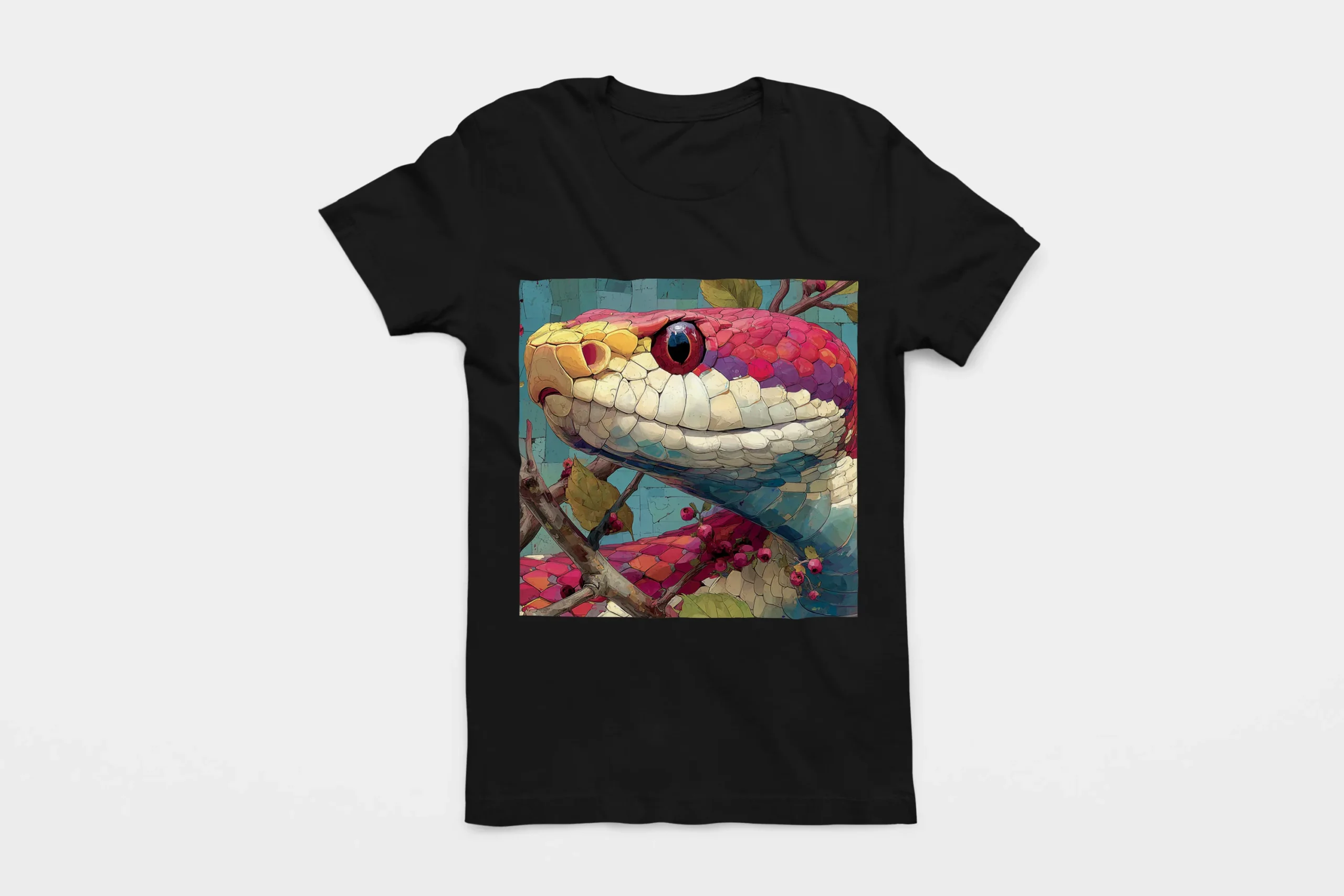 006-SNAKE-BLACK-FLAT T-shirt SNAKE (#006) – Image 1