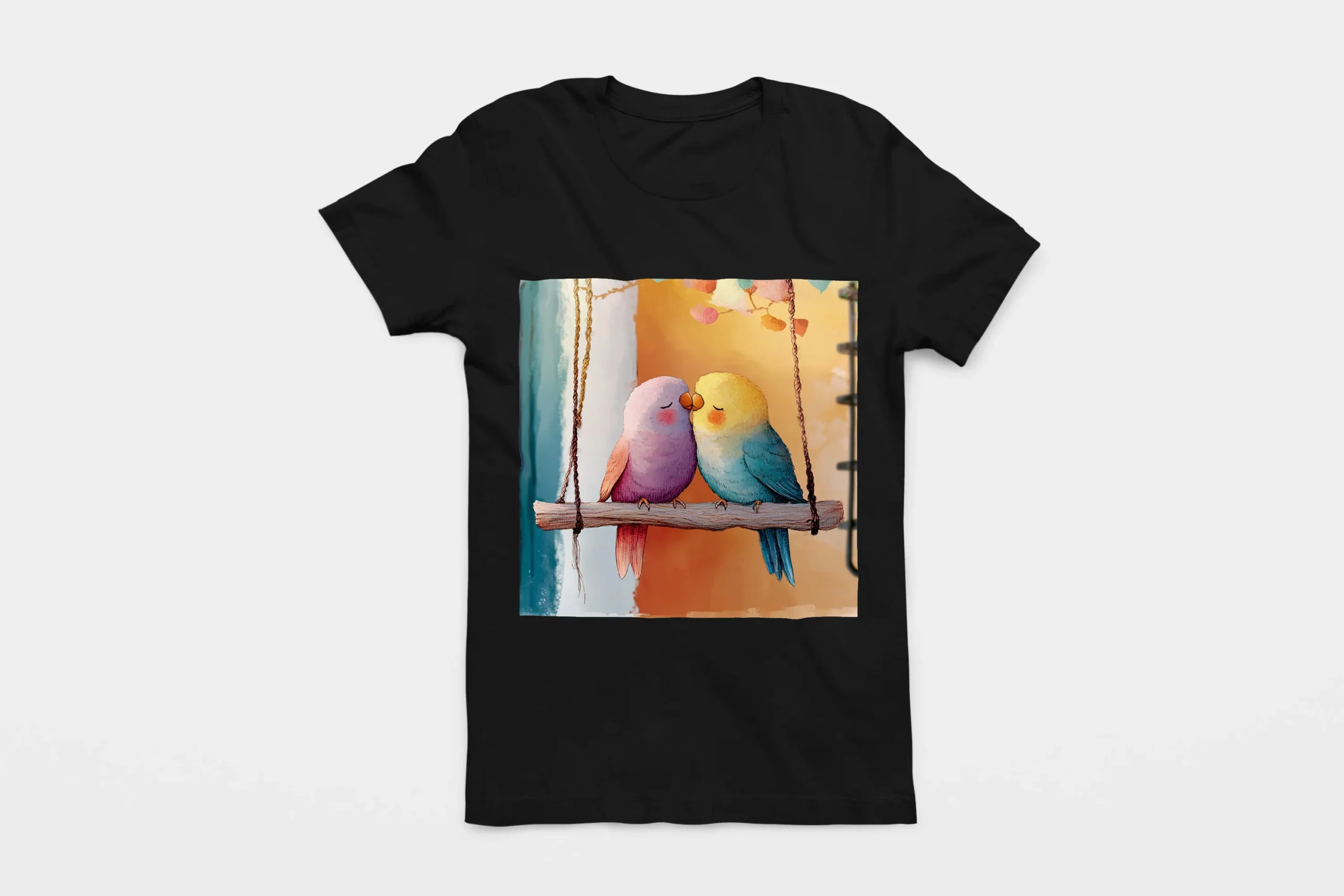 007-LOVEBIRD-BLACK-FLAT T-shirt LOVEBIRD (#007) – Image 1
