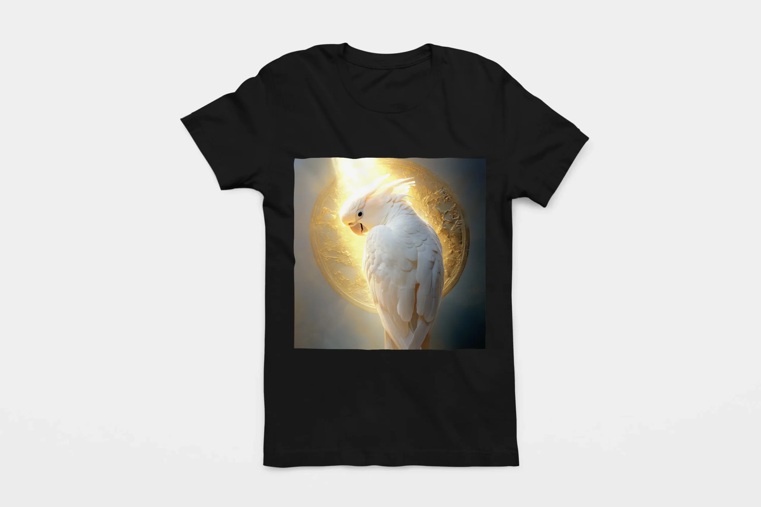 008-COCKATOO-BLACK-FLAT T-shirt COCKATOO (#008) – Image 1