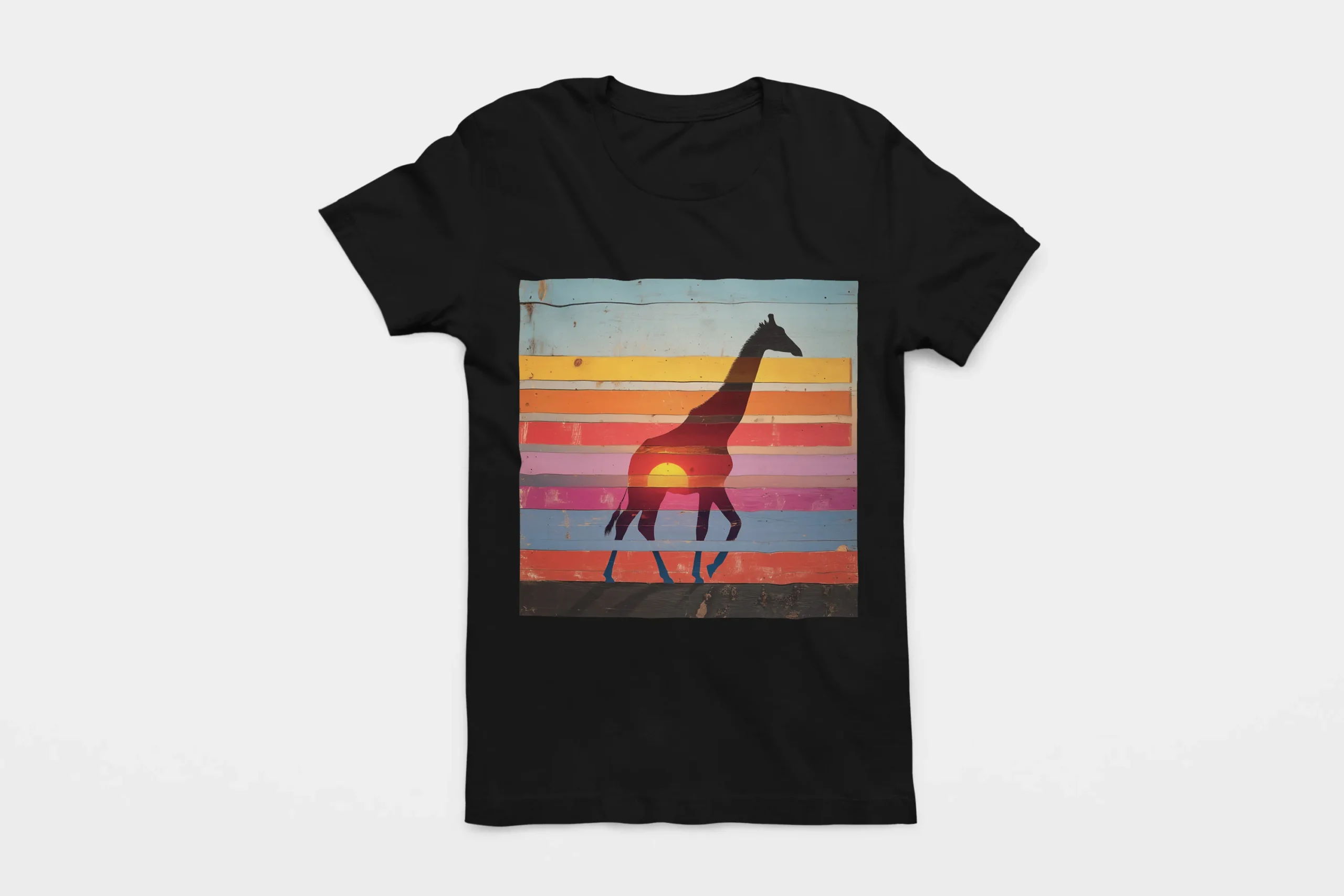 034-GIRAFFE-BLACK-FLAT T-shirt GIRAFFE (#034) – Image 1